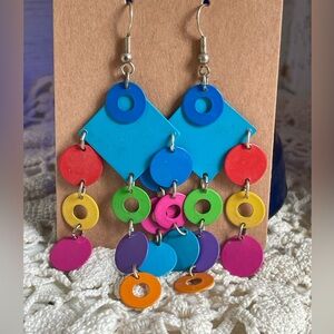 Colorful BOHO Geometric Cascade Earrings - Bright Multi